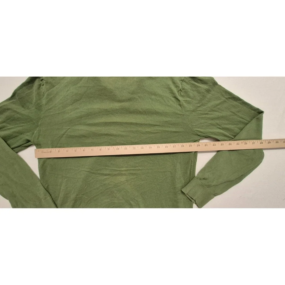 Banana Republic men's green 1/4 zip pullover tight knit sweater sz M 100% cotton